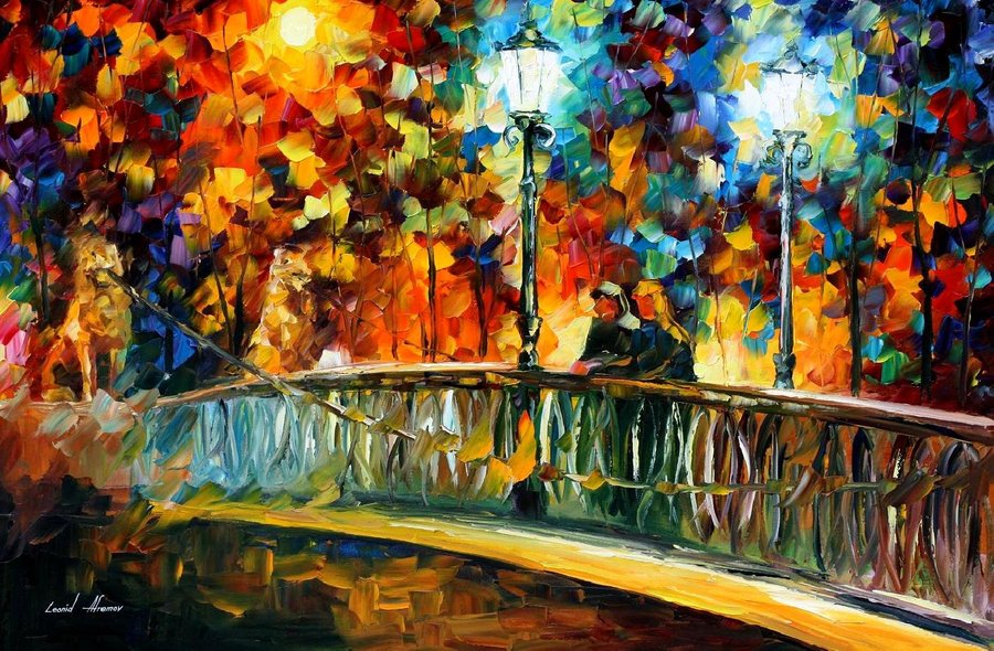 date_on_the_bridge_afremov_by_leonidafremov-d317d8h