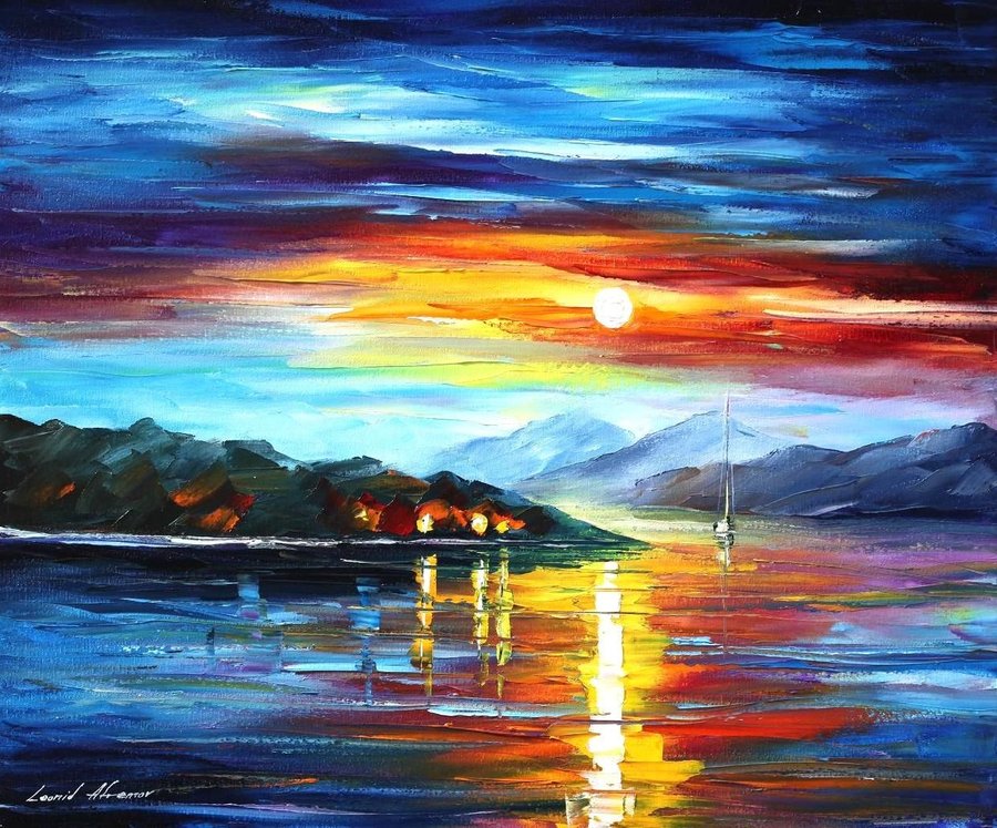 night_sea__2___leonid_afremov_by_leonidafremov-d36uv0b